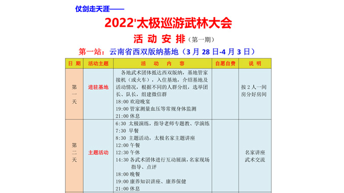 英雄帖：2022太极巡游武林大会活动之云贵两广仗剑走天涯